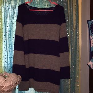 Purple and gray sweater dress